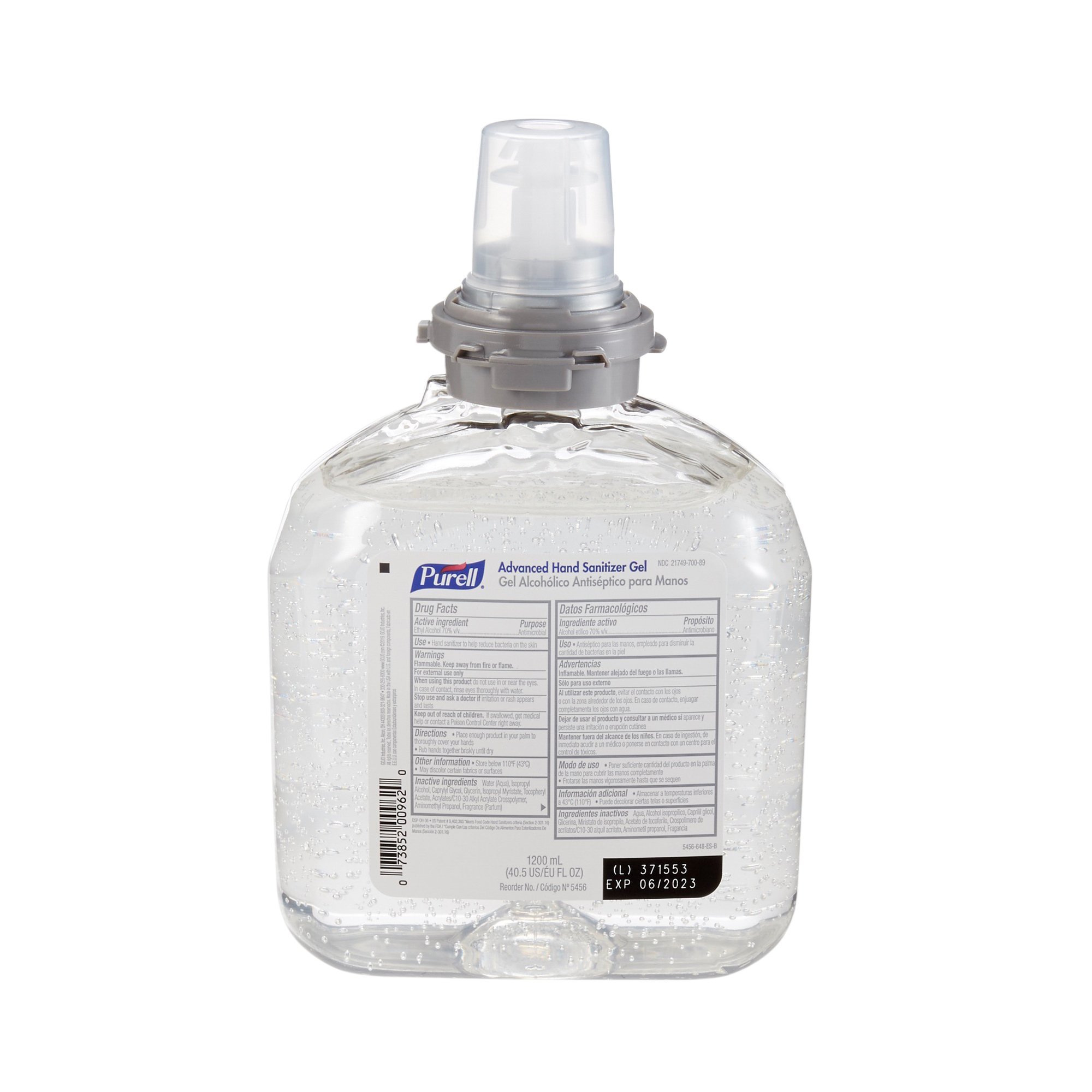 Sanitizer Hand Sanitizer Purell® Advanced 1,200 mL Ethyl Alcohol Gel Dispenser Refill Bottle (1/EA 4/CS) by GOJO Industries, Inc.  ID 5456-04